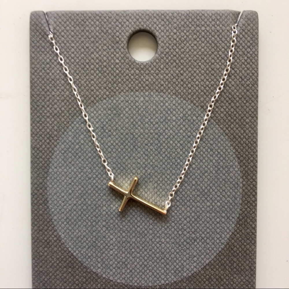 • gold and silver cross choker •